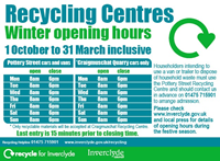 Recycling Centres winter opening hours